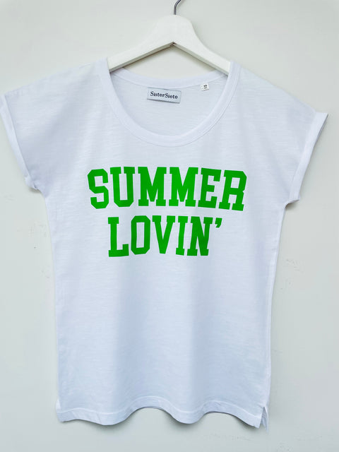 White with Green Summer Lovin' T-Shirt