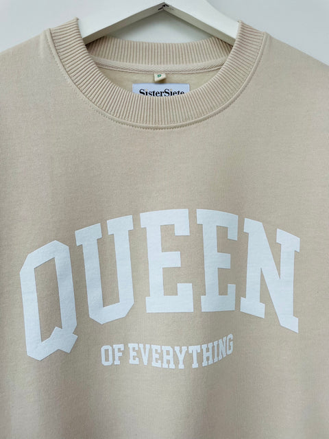 Queen Of Everything Sand Oversized Sweatshirt