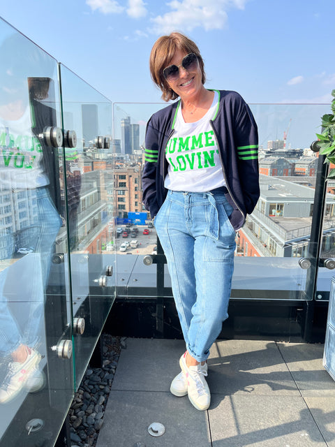 White with Green Summer Lovin' T-Shirt