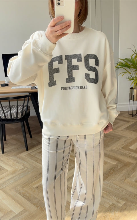 FFS..... For Fashion Sake Off White Oversized Sweatshirt