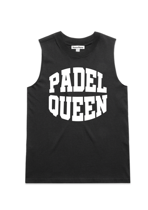 PADEL QUEEN FADED BLACK TANK