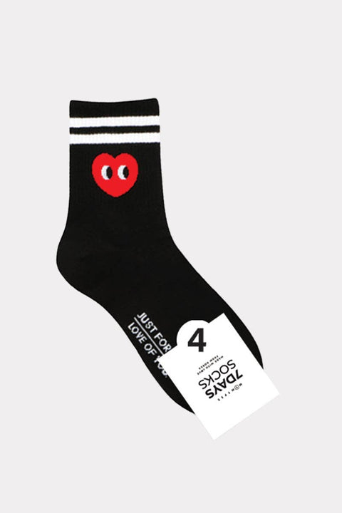 Black LOVE Heart and Stripe Socks