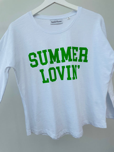 Summer Lovin' White With Green Long sleeve T-Shirt