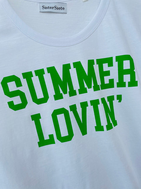 Summer Lovin' White With Green Long sleeve T-Shirt