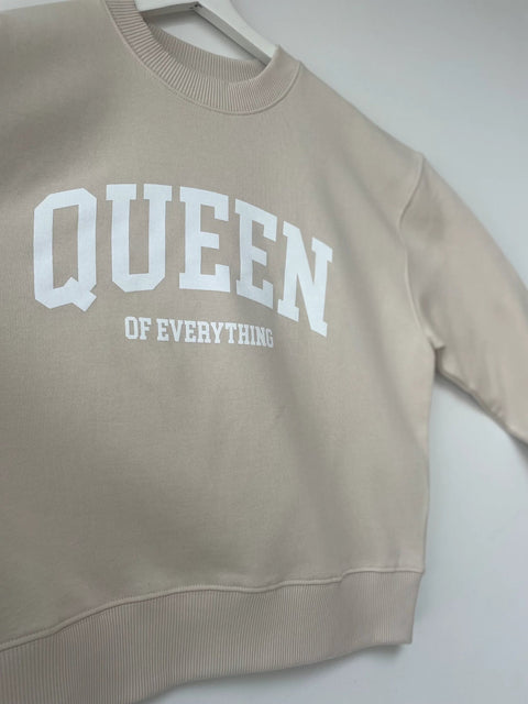 Queen Of Everything Sand Oversized Sweatshirt - Sister Siete